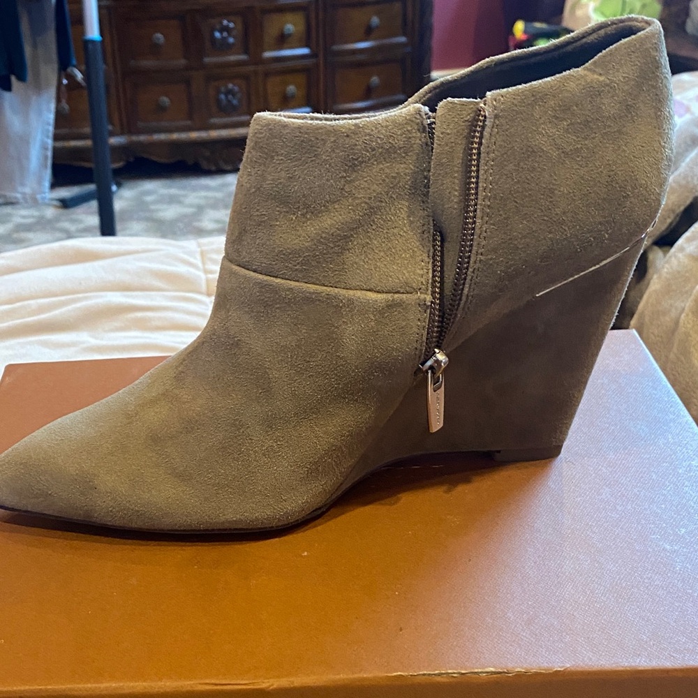 Coach Olive Suede Wedge Ankle Booties
